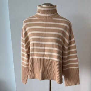 Gap Striped Turtleneck Sweater - Tan and Cream NWT medium